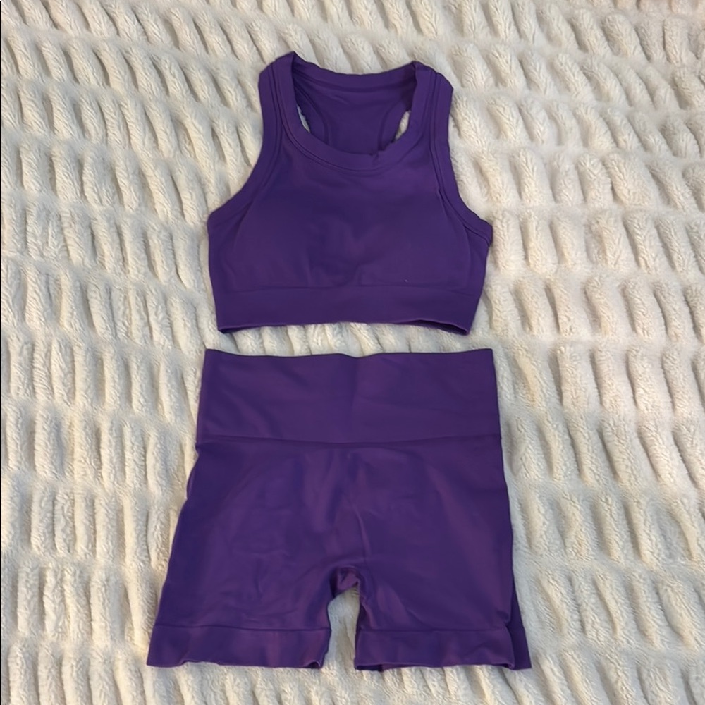 Purple Sports Bra and Shorts Set